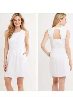 NEW Vineyard Vines White Eyelet Cutout Fit & Flare Dress - Size 10 Womens